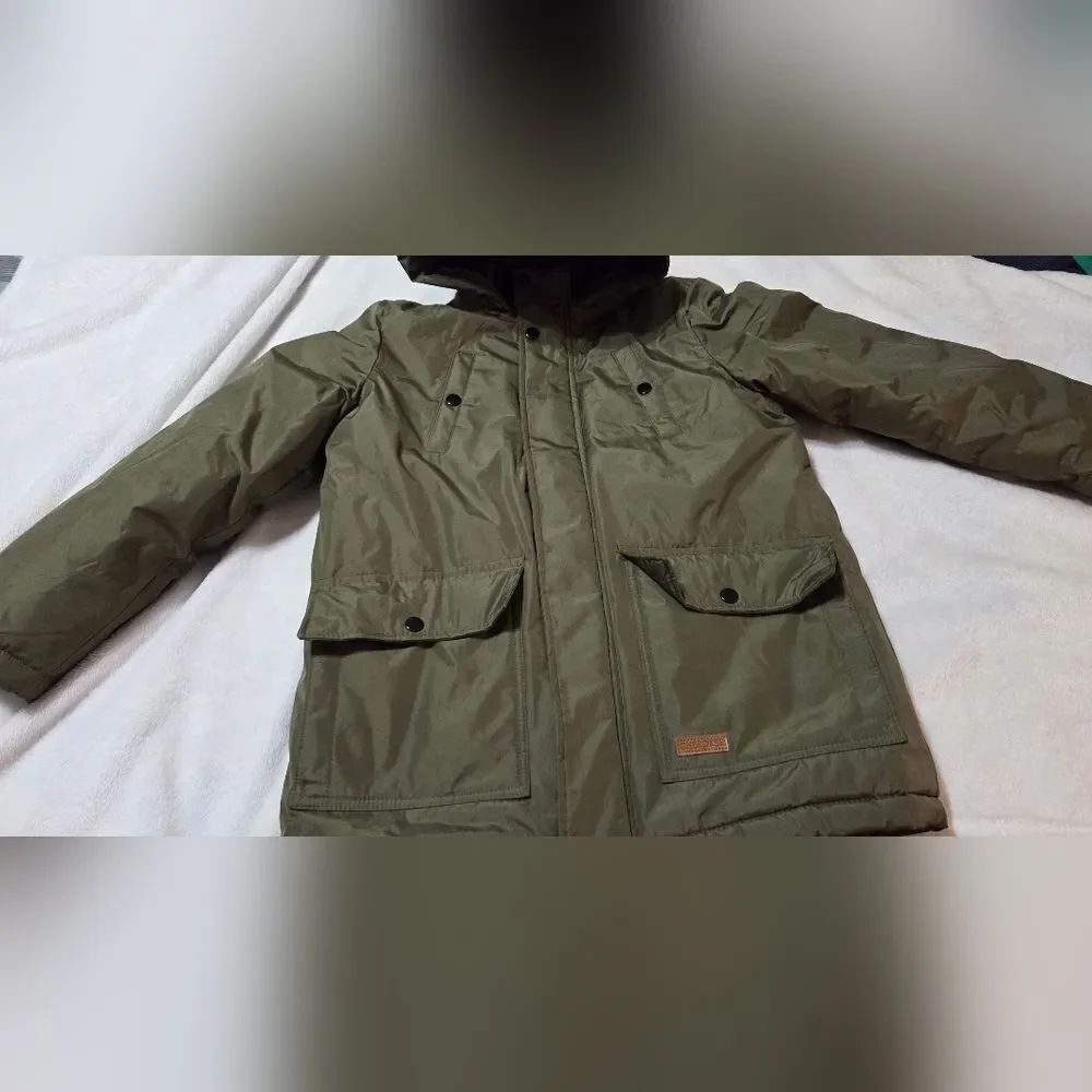 Cherokee 10/12 Boy's Olive Green Waterproof Winter Coat Outdoor Parka Hooded